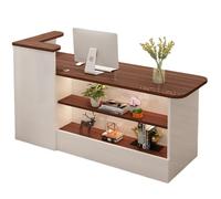 JSWHYBD Bureau de réception Moderne en Bois en Forme de L, comptoir de Caisse avec comptoir et Espace de Travail, adapté aux magasins de détail, aux Salons et aux Bureaux d'entreprise C2 140cm/55in