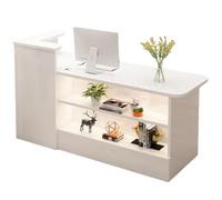 JSWHYBD Bureau de réception Moderne en Bois en Forme de L, comptoir de Caisse avec comptoir et Espace de Travail, adapté aux magasins de détail, aux Salons et aux Bureaux d'entreprise B2 120cm/47in