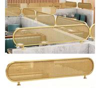 JSWHYBD Cloison de comptoir de Restaurant, Demi-paroi en rotin avec Cadre en métal doré, écran de confidentialité élégant pour Stand de Restaurant, café et hôtel Gold A 150cm/59.1in