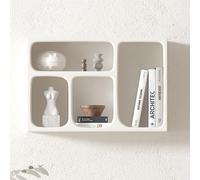 JSWHYBD Étagère Vitrine Murale Blanche Flottante avec 4 Compartiments de Rangement - Présentoir et Organiseur Murale pour Salon et Chambre White