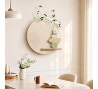 JSWHYBD Japandi 3D Sandstone Round Wall Sculpture, Minimalist Stacked Stone Textured Wall Art, Large Abstract Aesthetic Wall Decor for Entryway Hallway Bedroom Living Room B 70cm/27.6in