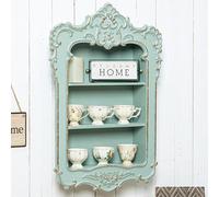 JSWHYBD Petit Vitrine Bois Vintage Décoratif, Étagère Murale Flottante à 3 Niveaux pour Salon, Chambre et Entrée, 48x14.5x79 cm Green