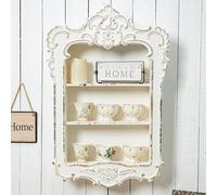 JSWHYBD Petit Vitrine Bois Vintage Décoratif, Étagère Murale Flottante à 3 Niveaux pour Salon, Chambre et Entrée, 48x14.5x79 cm White