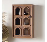 JSWHYBD Petit Vitrine Bois Vintage, Étagère Murale Flottante en Bois Massif - Armoire de Décoration et Rangement pour Salon, Chambre et Entrée A