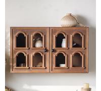 JSWHYBD Petit Vitrine Bois Vintage, Étagère Murale Flottante en Bois Massif - Armoire de Décoration et Rangement pour Salon, Chambre et Entrée B