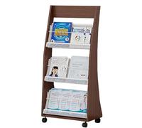 JSWHYBD Porte-revues sur Pied avec roulettes, étagère d'affichage Mobile en Bois, bibliothèque Ouverte à Plusieurs Niveaux, adaptée pour l'étude, Le Salon, Le Hall de l'hôtel et Le Bureau A