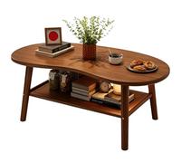 JSWHYBD Table Basse Moderne irrégulière en Bois Massif du Milieu du siècle, Tables centrales de Ferme à 2 Niveaux de Rangement pour Salon, véranda et Bureau Walnut 47.2 * 23.6 * 17.7in