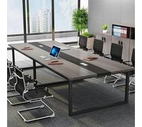 JSWHYBD Table Conférence en Bois Grande Table Conférence 160-240cm Bureau Rectangulaire Conception avec Trous Filetés Peut Accueillir 6-8 Personnes Convient for Les Bureaux(Grey+Black,180x80cm)
