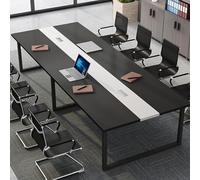 JSWHYBD Table Conférence en Bois Grande Table Conférence 160-240cm Bureau Rectangulaire Conception avec Trous Filetés Peut Accueillir 6-8 Personnes Convient for Les Bureaux(Black,240x130cm)