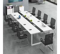 JSWHYBD Table Conférence en Bois Grande Table Conférence 160-240cm Bureau Rectangulaire Conception avec Trous Filetés Peut Accueillir 6-8 Personnes Convient for Les Bureaux(White,240x80cm)