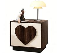 JSWHYBD Table de Nuit en Bois Massif au Style créatif - Table d'appoint compacte pour Chambre à Coucher avec poignées en Forme de cœur et Deux tiroirs - enveloppée de Cuir Facile à Entretenir K
