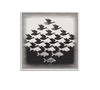 JSWLQ M. C. Escher Toile murale à suspendre Motif ciel et eau 50 x 50 cm