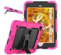 JSY Étui de Protection Anti-Chocs avec Support réglable et Porte-Stylo Noir et Rose Compatible avec iPad Mini 5 2019 et iPad Mini 4 2015 7,9"