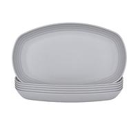 JSYMJSY Lot de 6 assiettes ovales de 29,5 cm, incassables, réutilisables, légères pour cuisine, fête, camping, pique-nique, barbecue, camping-car, passe au lave-vaisselle et au micro-ondes, gris
