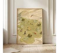 JSYWSM Affiche Martini Pool, Décoration murale cocktail Tiny Swimmers, Impression sur toile olive rétro pour salon, entrée ou couloir (60x80cm/sans cadre)