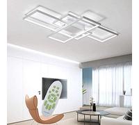 Jsz Plafonnier LED Avec Télécommande,80W Luminaire Plafonnier Dimmable | 2700-6500K,plafond led moderne rectangulaire design, corrosion resistant,pour salon, chambre et cuisine,blanc 90cm