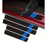 JSZDCVYBL Lot de 4 Protection Seuil de Porte Fibre de Carbone pour Mitsubishi Eclipse Cross 2017-2023 2024 2025 GA4W, Doubles Bandes Antidérapant Anti-Rayures, Imperméable, Protection de Seuil,A-Blue