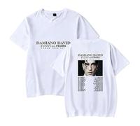 JSZHCB Damiano David Funny Little Fears World Tour 2025 T-Shirt décontracté imprimé à la Mode rétro, Unisexe,Blanc,M