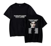 JSZHCB Damiano David Funny Little Fears World Tour 2025 T-Shirt décontracté imprimé à la Mode rétro, Unisexe,Noir,M