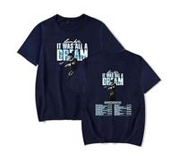 JSZHCB Karan Aujla It Was All A Dream T-Shirt décontracté imprimé à la Mode rétro, Unisexe,Bleu,L