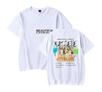 JSZHCB Katseye Album Beautiful Chaos T-Shirt décontracté imprimé à la Mode rétro, Unisexe,Blanc,M