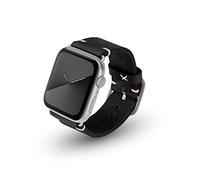 JT Berlin Alex Vintage Bracelet Apple Watch 42 mm / 44 mm / 45 mm / 49 mm Bracelet en cuir [Watch Ultra / SE / Series 8 / 7 / 6 Bracelet de rechange en cuir souple avec fermeture en aluminium] Noir/argenté (taille M/L)