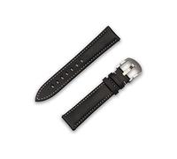 JT Berlin Charlie Bracelet de rechange (20 mm) pour Samsung Galaxy Watch/Amazfit/Garmin Forerunner [Fabriqué à la main en Allemagne, bracelet de rechange en cuir/acier inoxydable] noir/argenté