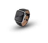 JT Berlin Charlie Bracelet en cuir pour Apple Watch 49 mm / 45 mm / 44 mm / 42 mm [Watch Ultra, Watch SE, Series 8/7/6/5/4/3/2/1, fermoir en aluminium] Noir/Argent, noir/argenté., Classique