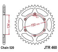 JT SPROCKETS Couronne acier anti-boue 460 - 520
