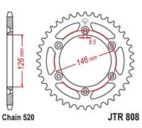 JT SPROCKETS Couronne acier anti-boue 808 - 520