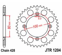 JT SPROCKETS Couronne acier standard 1204 - 428