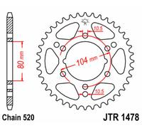 JT SPROCKETS Couronne acier standard 1478 - 520