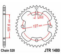 JT SPROCKETS Couronne acier standard 1480 - 520