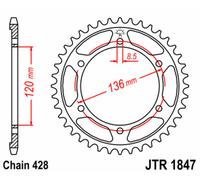 JT SPROCKETS Couronne acier standard 1847 - 428