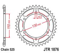 JT SPROCKETS Couronne acier standard 1876 - 525