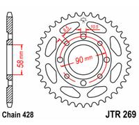 JT SPROCKETS Couronne acier standard 269 - 428
