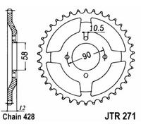 JT SPROCKETS Couronne acier standard 271 - 428