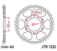 Jt Sprockets 428 Jtr1222.48 Rear Sprocket Argenté 48t