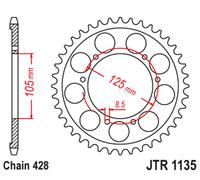 JT SPROCKETS Couronne Acier Standard - 428