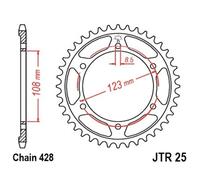 JT SPROCKETS Couronne acier standard 25 - 428
