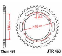 JT SPROCKETS Couronne acier standard 463 - 428