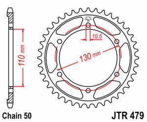 JT SPROCKETS Couronne acier standard 479 - 530