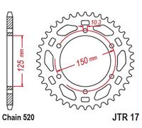 JT SPROCKETS Couronne acier standard - 520