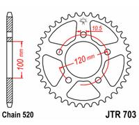 JT SPROCKETS Couronne acier standard - 520
