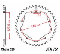 JT SPROCKETS Couronne acier standard - 520 - Nécessite un porte couronne