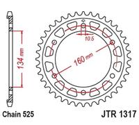 Jt Sprockets 525 Jtr1317.43 Steel Rear Sprocket Argenté 43t