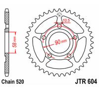 JT SPROCKETS Couronne acier standard 604 - 520