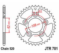 JT SPROCKETS Couronne acier standard 701 - 520
