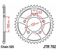 Jt Sprockets 525 Jtr702.42 Steel Rear Sprocket Argenté 42t