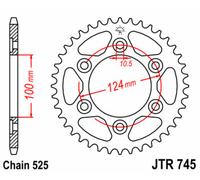 JT SPROCKETS Couronne acier standard 745 - 525
